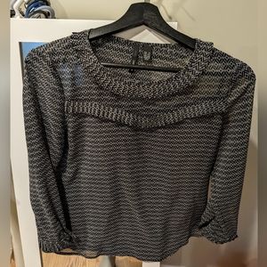 Mango Ikat Print Pleated detail Blouse